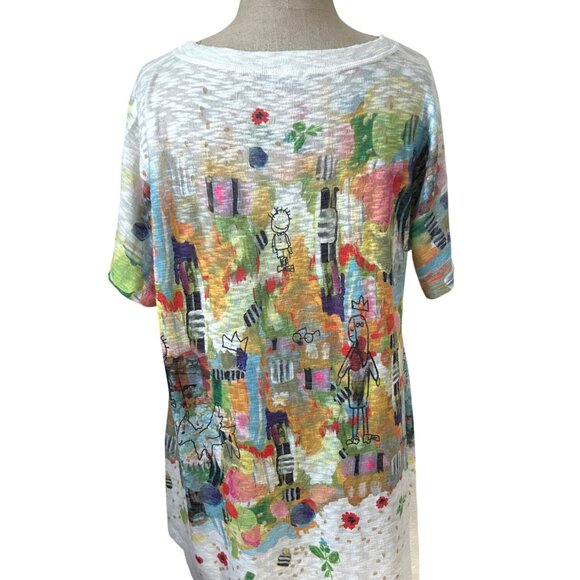 Top Ligne Womens Sz L Colorful artistic Abstract Print Asymmetrical Hem - Picture 4 of 13